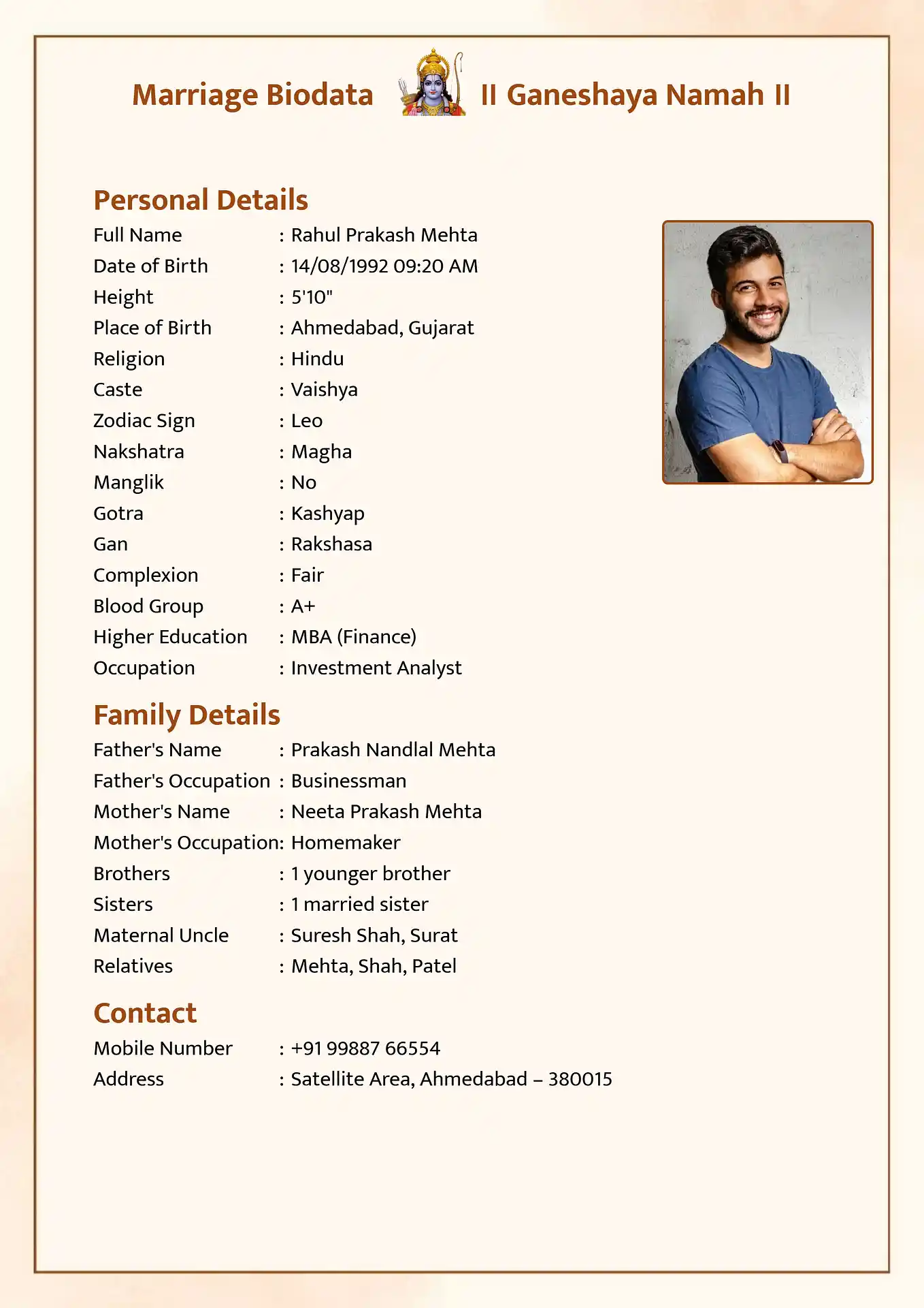 Abstract Yellow biodata template